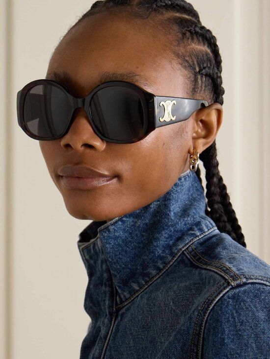 Celine Accessories - Celine CL40305U 48F Gradient  Deep Purple bold round sunglasses gold logo